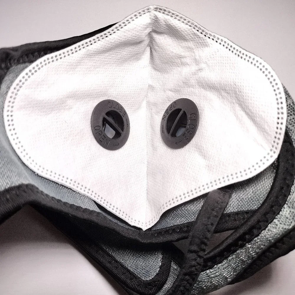 Face Sports Mask Gray with Active Carbon Filter & Breathing Valves